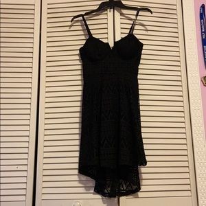 MATERIAL GIRL BLACK HIGH-LOW LACE DRESS